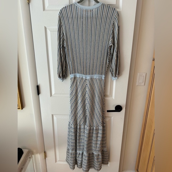 NWT Maria Pavan Long Sleeve Striped Blue Dress with Sequin Details XL - Picture 5 of 5